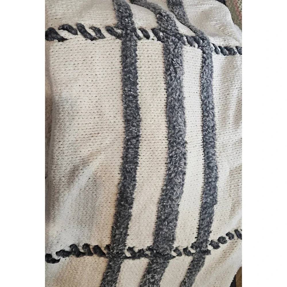 UGG Blasdale King 3 Pc Comforter Set Knit Ivory Gray Chenille Sherpa Reversible